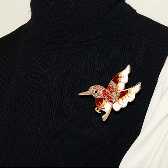 Hummingbird Pink Crystal Pin Brooch - Picture 1 of 9